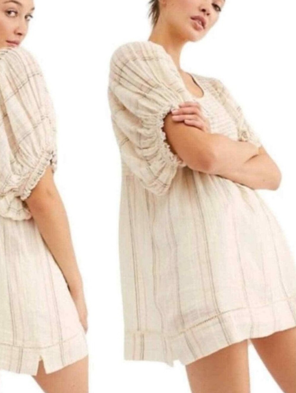 Free People Elsie Yard Dye Babydoll Mini Tunic Dress 100% Cotton Size XS